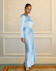 DRAPE SKIRT & LONG SLEEVE TOP - BLUE