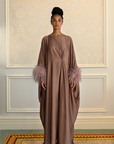 FEATHER KAFTAN - BROWN
