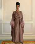 FEATHER KAFTAN - BROWN