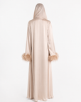 FEATHER SLEEVE ABAYA - CHAMPAGNE