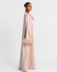 FEATHER SLEEVE ABAYA - DUSTY PINK
