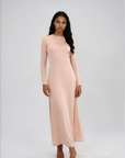 ELAILA LACE UP BACK MAXI DRESS - SOFT PINK