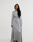 TIE DETAIL ABAYA - SILVER