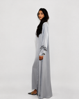 TIE DETAIL ABAYA - SILVER