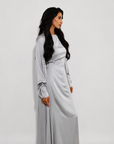 TIE DETAIL ABAYA - SILVER
