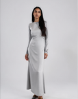 ELAILA LACE UP BACK MAXI DRESS - SILVER
