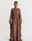 FEATHER KAFTAN - BROWN