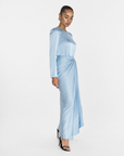 DRAPE SKIRT & LONG SLEEVE TOP - BLUE