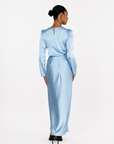 DRAPE SKIRT & LONG SLEEVE TOP - BLUE