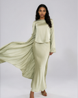 SLIT SLEEVE ABAYA - PISTACHIO
