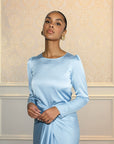 DRAPE SKIRT & LONG SLEEVE TOP - BLUE