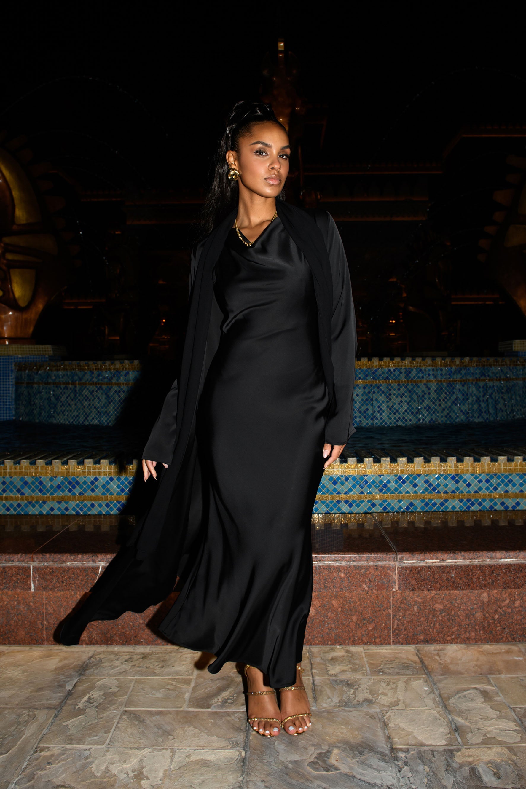 chinese dress ladies STUDIO RUYA COWL NECK MAXI DRESS