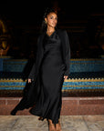 STUDIO RUYA COWL NECK MAXI DRESS - BLACK