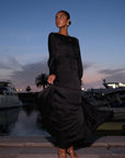 ÉNORA TIE DETAIL MAXI DRESS - BLACK