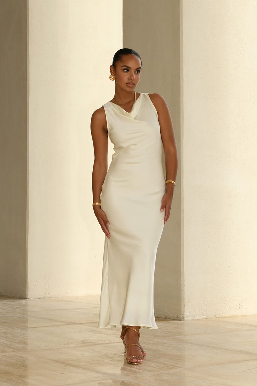 STUDIO COWL NECK MAXI DRESS