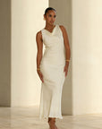 STUDIO COWL NECK MAXI DRESS - CREAM