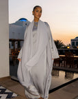 ELAILA LACE UP BACK MAXI DRESS - SILVER