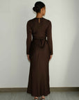 ELAILA LACE UP BACK MAXI DRESS - CHOCOLATE