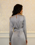 ELAILA LACE UP BACK MAXI DRESS - SILVER