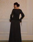 ÉNORA TIE DETAIL MAXI DRESS - BLACK