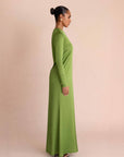 ELAILA LACE UP BACK MAXI DRESS - GREEN