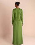 ELAILA LACE UP BACK MAXI DRESS - GREEN