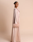 FEATHER SLEEVE ABAYA - DUSTY PINK