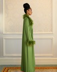 FEATHER BELTED ABAYA - GREEN