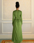 ELAILA LACE UP BACK MAXI DRESS - GREEN