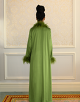 FEATHER BELTED ABAYA - GREEN