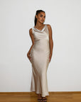 STUDIO RUYA COWL NECK MAXI DRESS - CHAMPAGNE