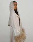 FEATHER SLEEVE ABAYA - CHAMPAGNE