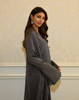 SLIT SLEEVE ABAYA - CHARCOAL