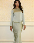 BIAS CUT SKIRT & LONG SLEEVE TOP - PISTACHIO