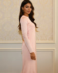 ELAILA LACE UP BACK MAXI DRESS - SOFT PINK