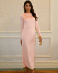 ELAILA LACE UP BACK MAXI DRESS - SOFT PINK