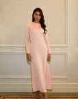 ELAILA LACE UP BACK MAXI DRESS - SOFT PINK