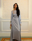 TIE DETAIL ABAYA - SILVER