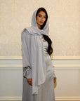 TIE DETAIL ABAYA - SILVER