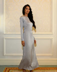 ELAILA LACE UP BACK MAXI DRESS - SILVER