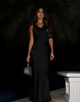 STUDIO RUYA COWL NECK MAXI DRESS - BLACK