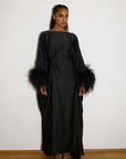 FEATHER KAFTAN - BLACK