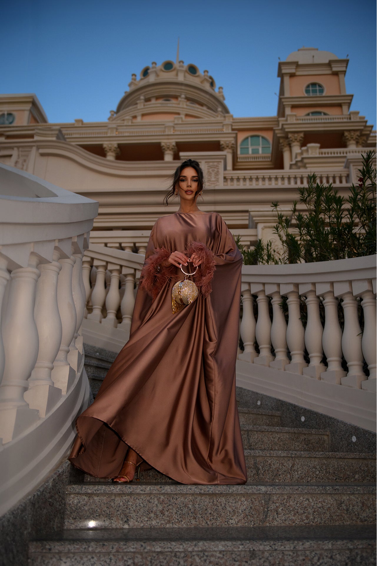 FEATHER KAFTAN - BROWN – Lamaé Studios