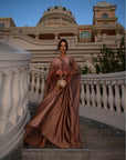 FEATHER KAFTAN - BROWN