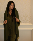 Slit Sleeve Abaya - Olive Green