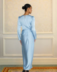 DRAPE SKIRT & LONG SLEEVE TOP - BLUE