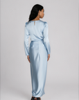 Drape Skirt & Long Sleeve Top - Blue
