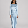 Drape Skirt & Long Sleeve Top - Blue