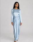 Drape Skirt & Long Sleeve Top - Blue