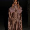 FEATHER KAFTAN - BROWN
